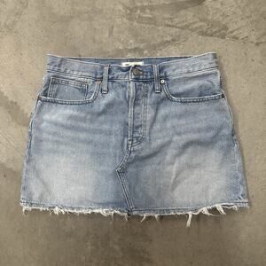 Madewell Rigid Denim Straight Mini Skirt Womens Tag 29 Blue Medium Wash Pocket